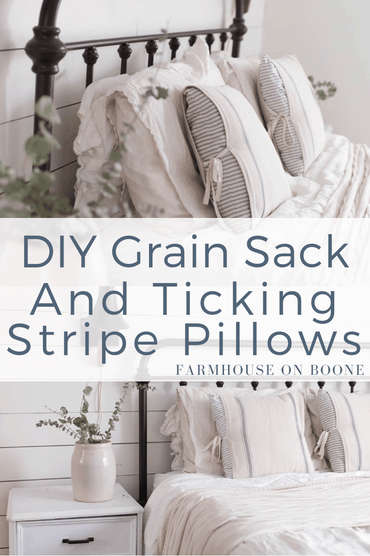 DIY Grain Sack and Ticking Stripe Pillows - DIY Grain Sack and Ticking Stripe Pillows -   16 diy Pillows rustic ideas