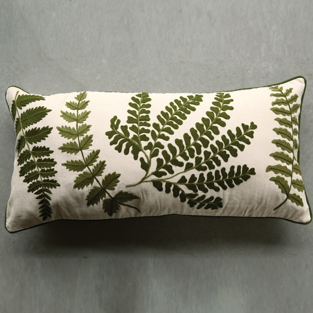 Fern Embroidered Cotton Pillow - Fern Embroidered Cotton Pillow -   16 diy Pillows rustic ideas