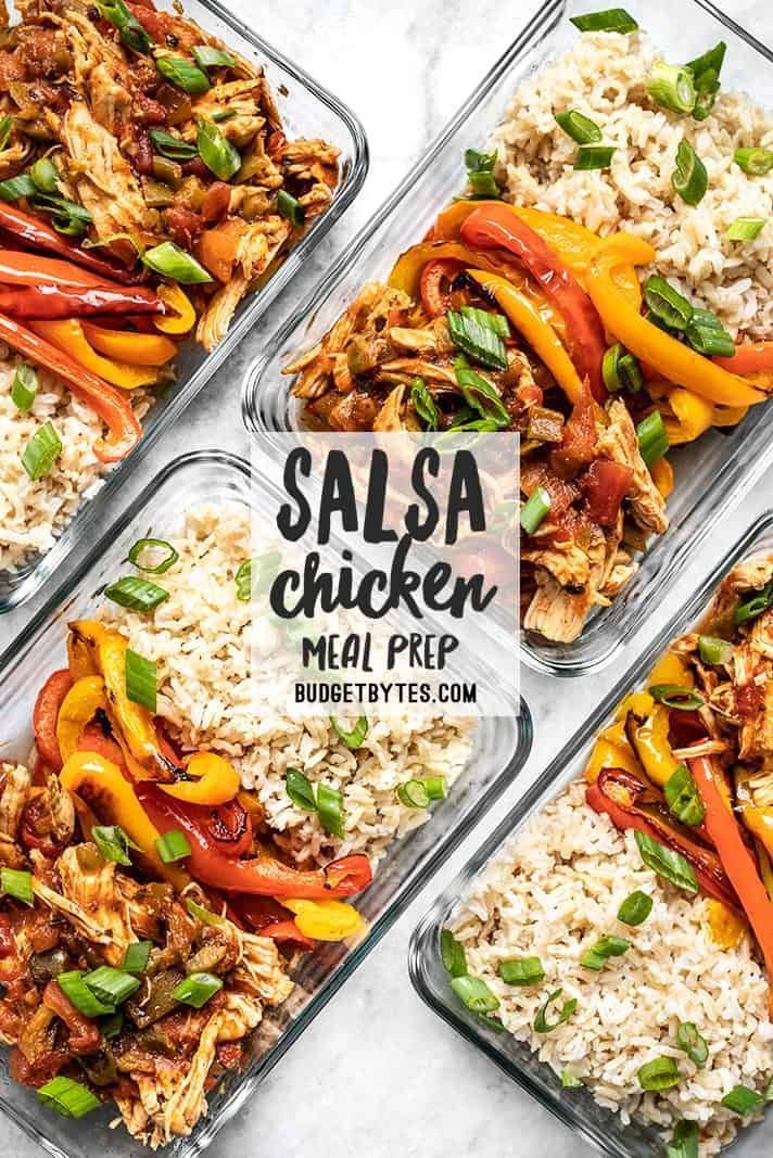 Salsa Chicken Meal Prep Bowls - Budget Bytes - Salsa Chicken Meal Prep Bowls - Budget Bytes -   16 fitness Food chicken ideas