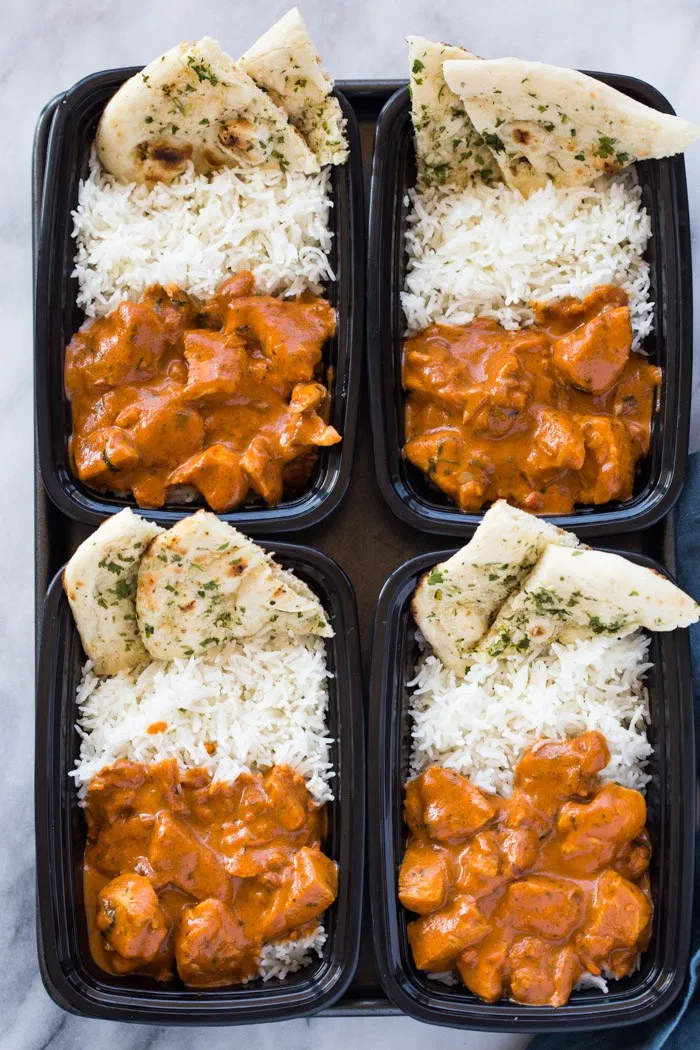 Meal-Prep Butter Chicken with Rice and Garlic Naan - Meal-Prep Butter Chicken with Rice and Garlic Naan -   16 fitness Meals chicken ideas