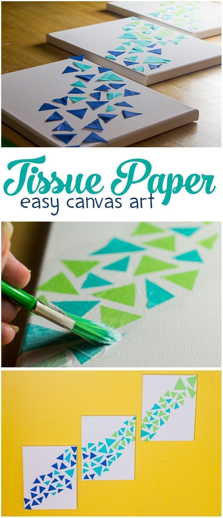 Easy Tissue Paper Canvas Art - Mama Plus One - Easy Tissue Paper Canvas Art - Mama Plus One -   17 beauty DIY art ideas