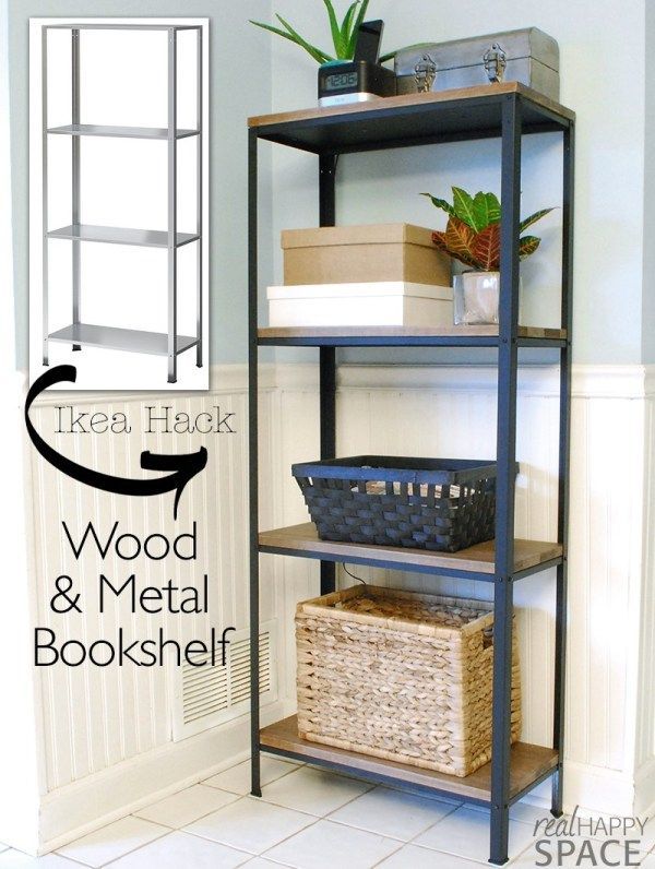 Wood and Metal IKEA Hack Industrial Shelf - Wood and Metal IKEA Hack Industrial Shelf -   17 diy Bookshelf metal ideas