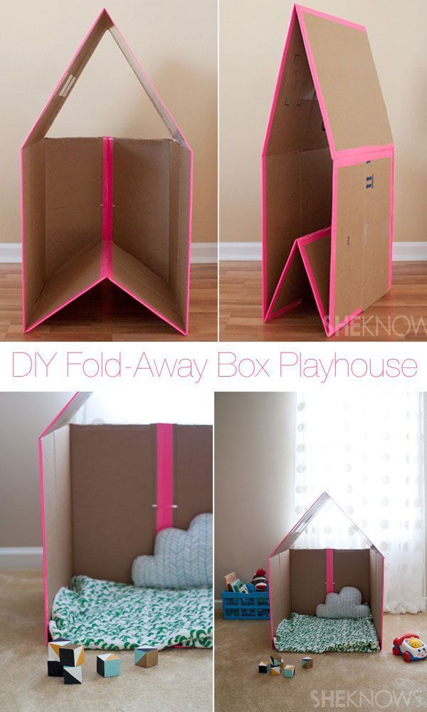 DIY Fold-Away Cardboard Box Playhouse - DIY Fold-Away Cardboard Box Playhouse -   17 diy Box kids ideas