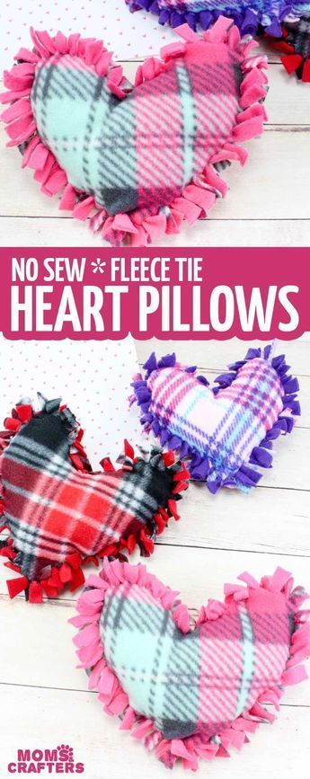 Valentine Pillows - No Sew Fleece Tie Heart Pillows - Valentine Pillows - No Sew Fleece Tie Heart Pillows -   17 diy Crafts for tweens ideas