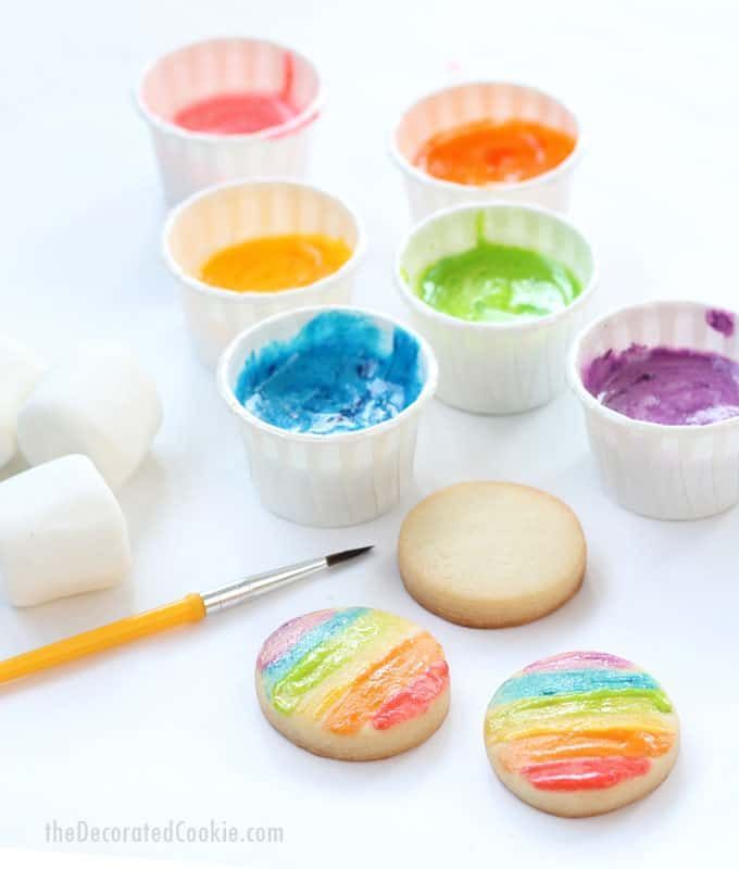 marshmallow paint: Edible rainbow paints for kid-friendly cookie decorating - marshmallow paint: Edible rainbow paints for kid-friendly cookie decorating -   17 diy Food for kids ideas