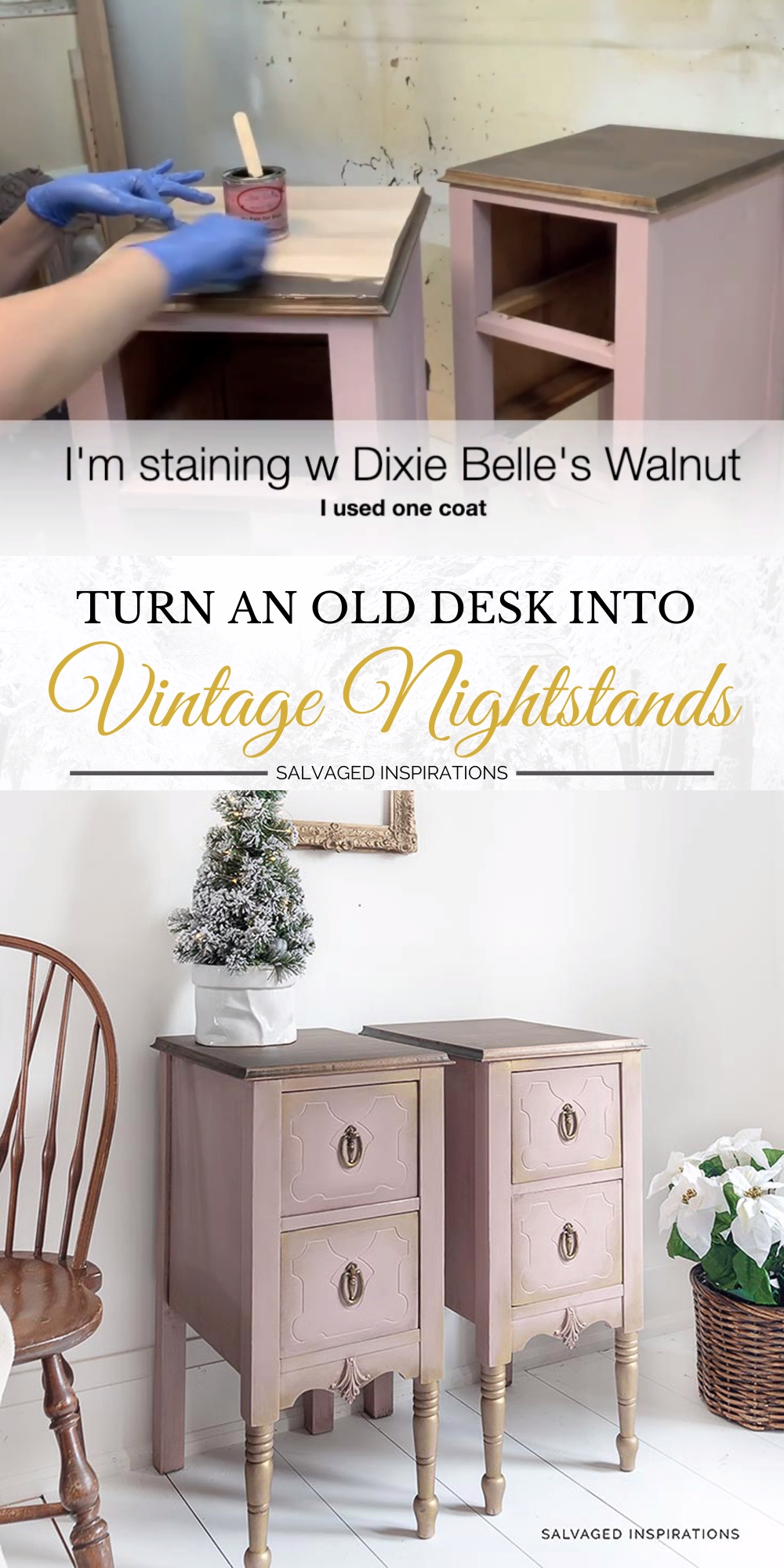 Turn An Old Desk into Vintage Nightstands - Turn An Old Desk into Vintage Nightstands -   17 diy Furniture dresser ideas