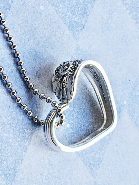 Fancy Silverware Heart Necklace, Jubilee 1953, Spoon Jewelry, Gift for Her,  Upcycled Vintage Flatware, Recycled, Mother's Day Present - Fancy Silverware Heart Necklace, Jubilee 1953, Spoon Jewelry, Gift for Her,  Upcycled Vintage Flatware, Recycled, Mother's Day Present -   17 diy Jewelry recycled ideas