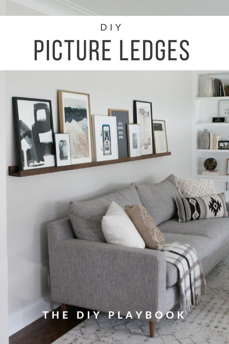 DIY Picture Ledge Over the Couch Filled with Art | The DIY Playbook - DIY Picture Ledge Over the Couch Filled with Art | The DIY Playbook -   17 diy Room pictures ideas