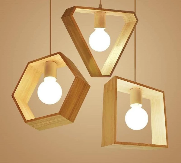 Geometric Hanging Wooden Lights - Geometric Hanging Wooden Lights -   17 diy Wood light ideas
