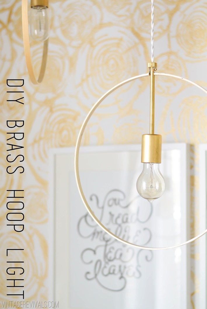 DIY Wood and Brass Hanging Hoop Pendant Lights - DIY Wood and Brass Hanging Hoop Pendant Lights -   17 diy Wood light ideas