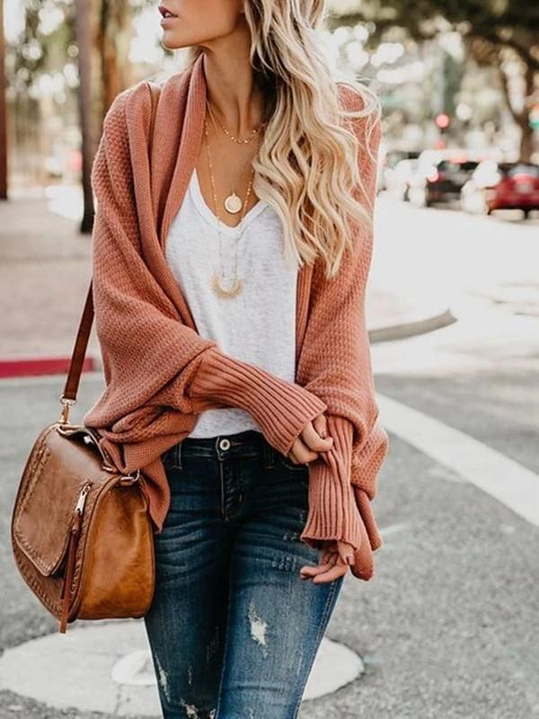 Brick Red Loose Mid-Length Cardigan Women's Sweater - Brick Red Loose Mid-Length Cardigan Women's Sweater -   17 style Casual spring ideas