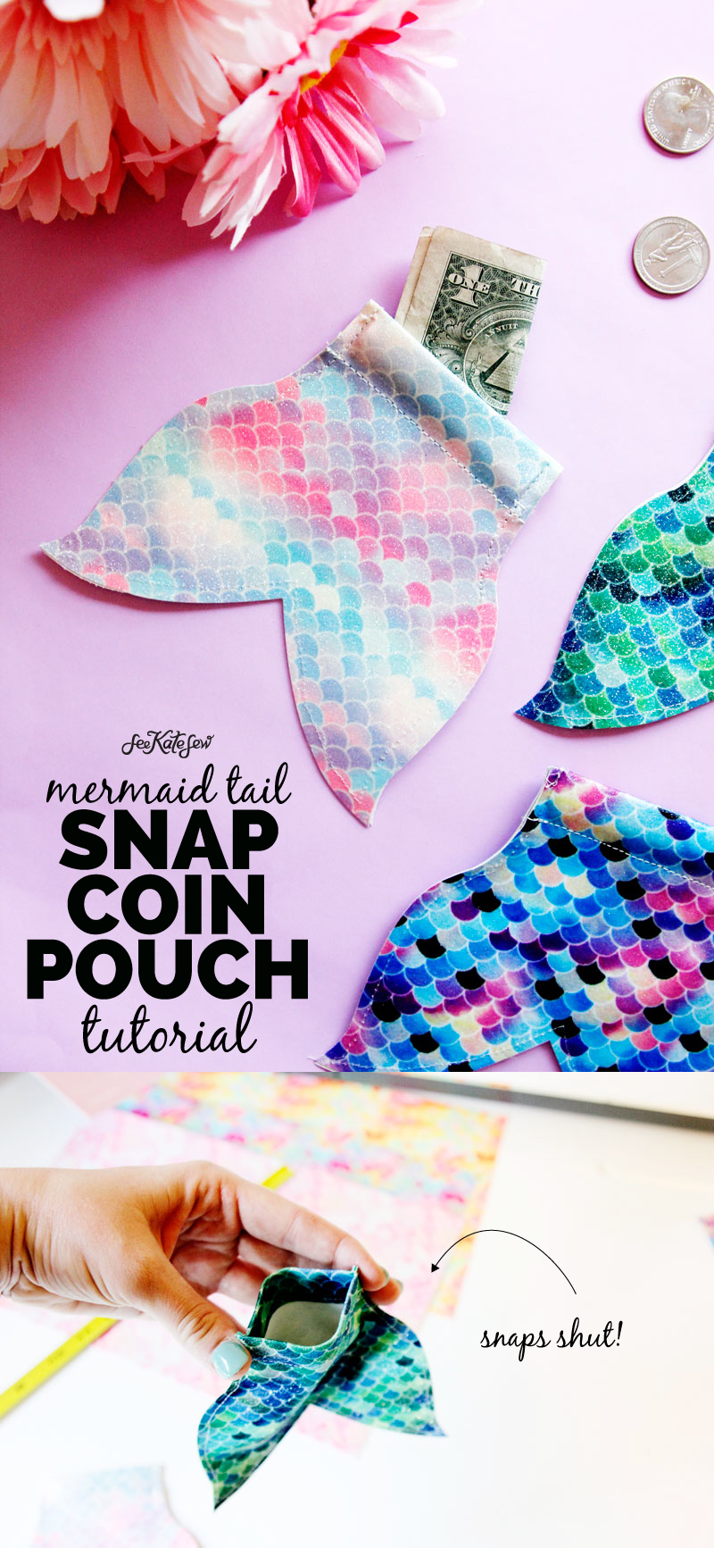 DIY Mermaid Snap Coin Pouch - see kate sew - DIY Mermaid Snap Coin Pouch - see kate sew -   18 beauty DIY sewing ideas