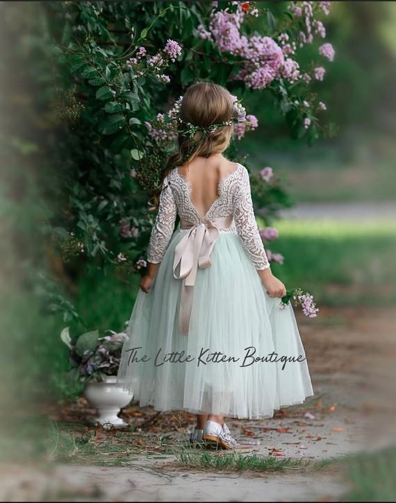 DISCONTINUED COLOR: MINT tulle flower girl dress, rustic lace flower girl dresses, long sleeve flower girl dresses, boho flower girl dress - DISCONTINUED COLOR: MINT tulle flower girl dress, rustic lace flower girl dresses, long sleeve flower girl dresses, boho flower girl dress -   18 beauty Dresses boho ideas