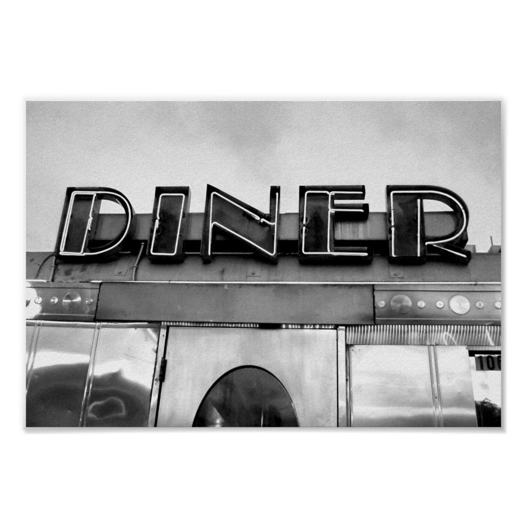 Black And White Retro Diner Photograph Poster | Zazzle.com - Black And White Retro Diner Photograph Poster | Zazzle.com -   18 beauty Images black and white ideas