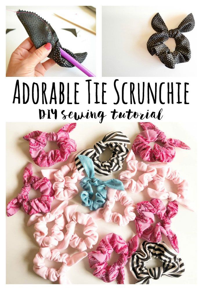 Sew a Cute Tie Scrunchie - DIY Sewing Tutorial — SewCanShe | Free Sewing Patterns and Tutorials - Sew a Cute Tie Scrunchie - DIY Sewing Tutorial — SewCanShe | Free Sewing Patterns and Tutorials -   18 cute diy Projects ideas