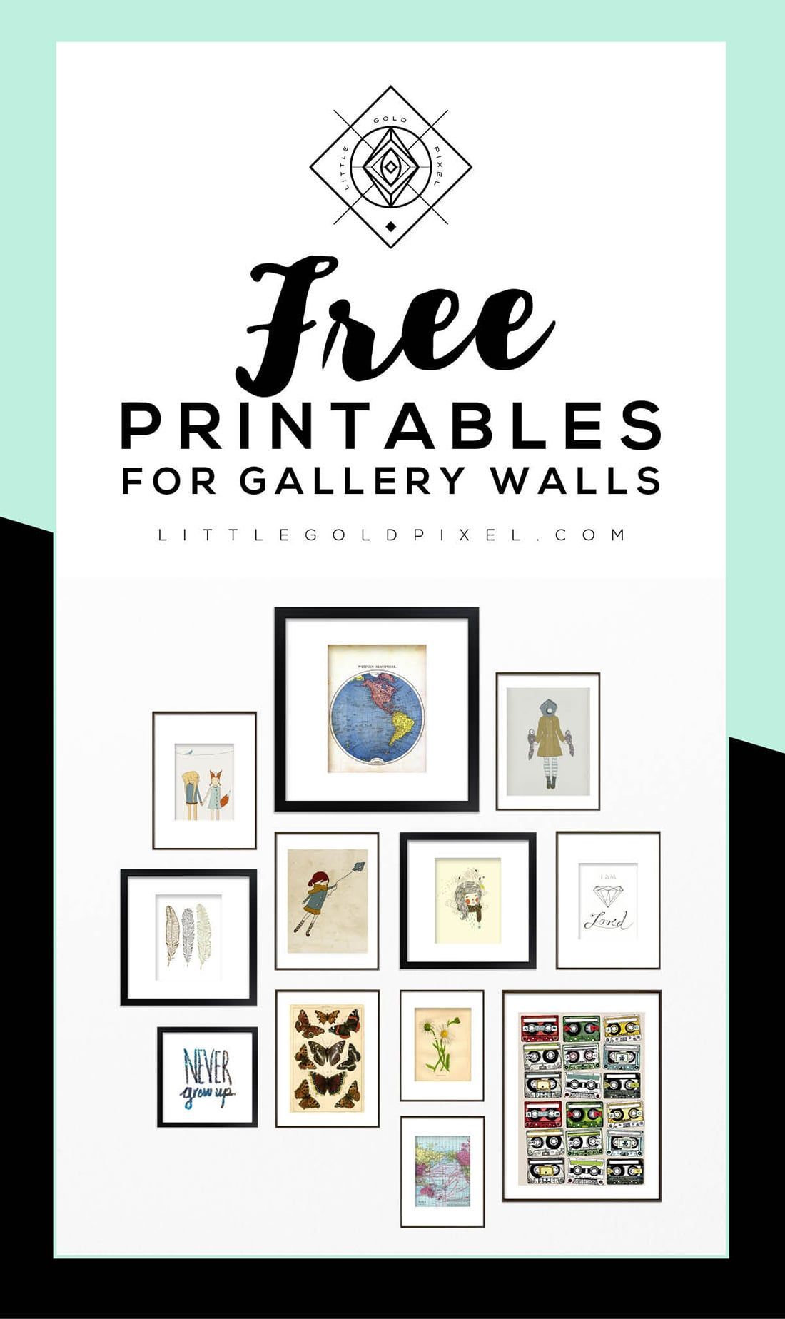 Roundup: Free Printables for Gallery Walls • Little Gold Pixel - Roundup: Free Printables for Gallery Walls • Little Gold Pixel -   18 diy Art prints ideas