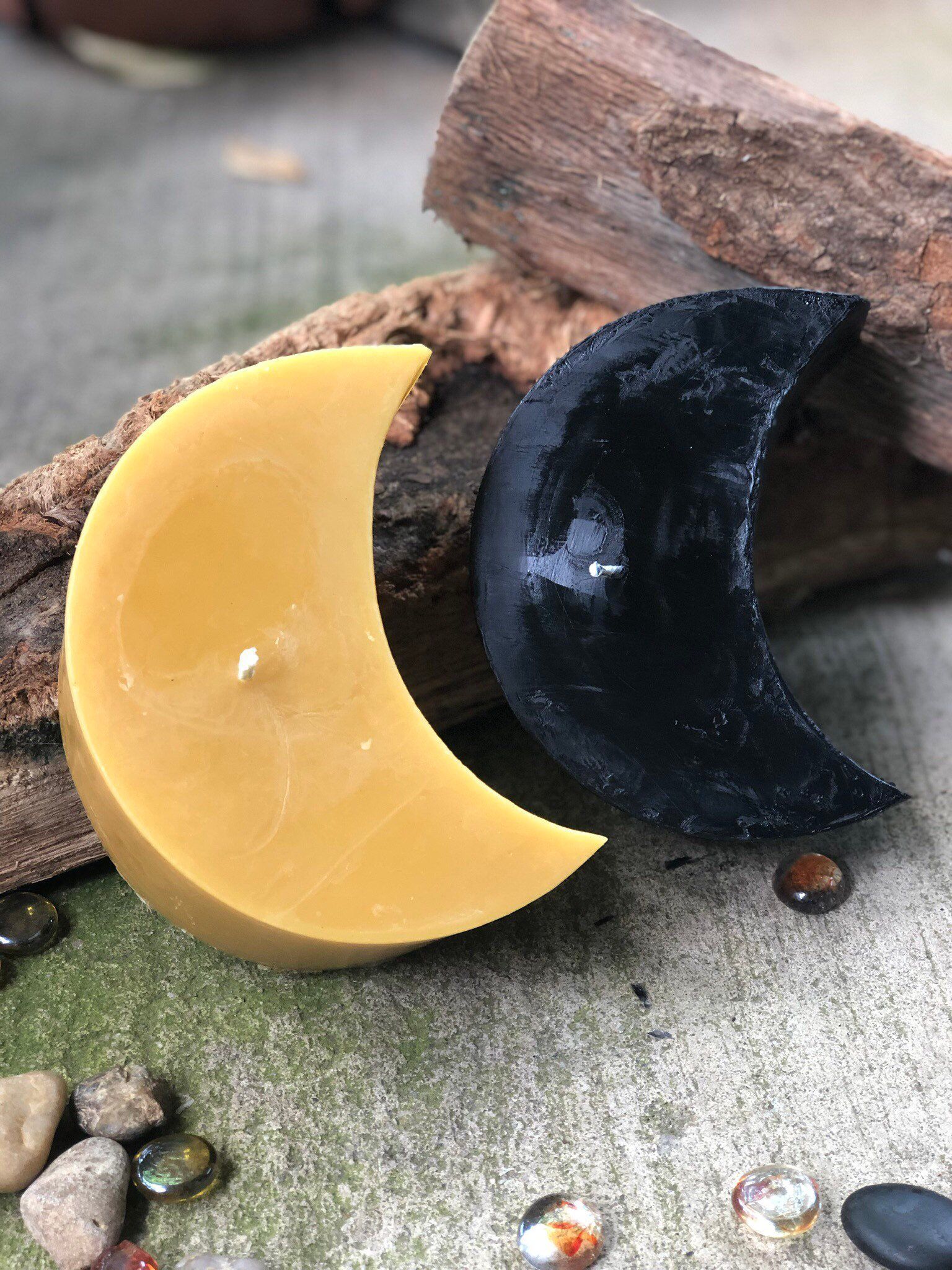100% pure beeswax Half Moon shaped candle-extra large large beeswax moon candle-6