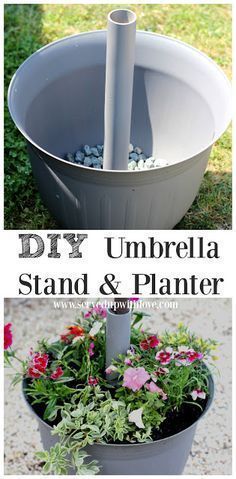 DIY Umbrella Stand & Planter - DIY Umbrella Stand & Planter -   18 diy Decoracion patio ideas