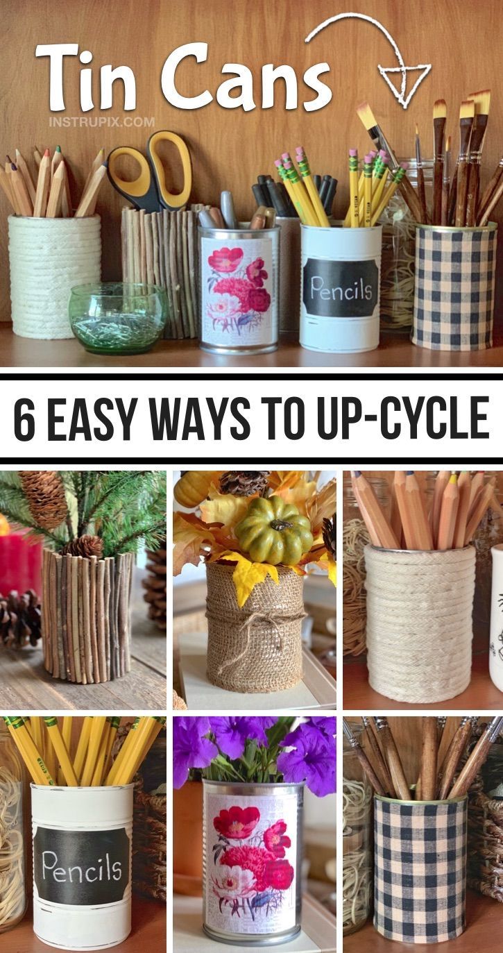 Recycling Ideas: 6 Ways To Dress Up A Tin Can (cheap & easy DIY craft!) Perfect for organizing. - Recycling Ideas: 6 Ways To Dress Up A Tin Can (cheap & easy DIY craft!) Perfect for organizing. -   18 diy Easy recycle ideas
