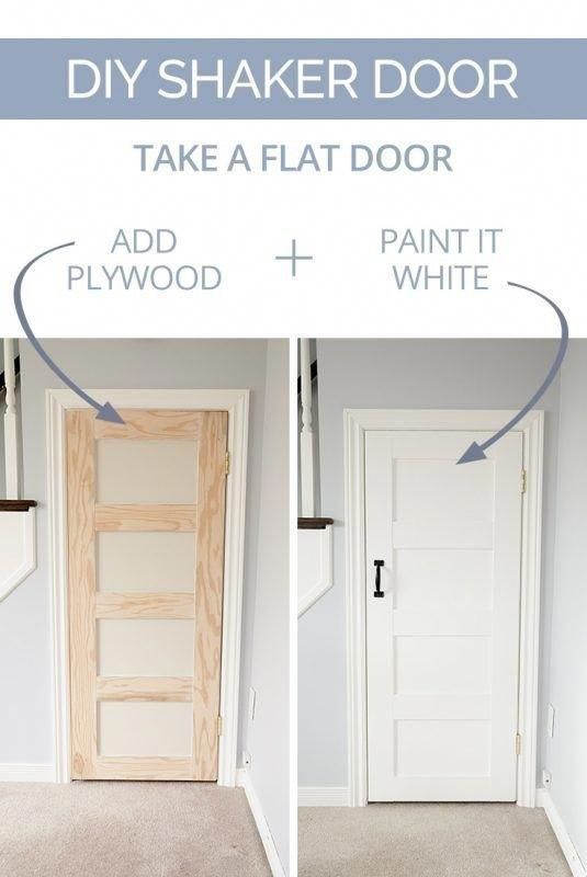 Secure plywood strips to a plain door and paint them white to give it some character. - Secure plywood strips to a plain door and paint them white to give it some character. -   18 diy House painting ideas