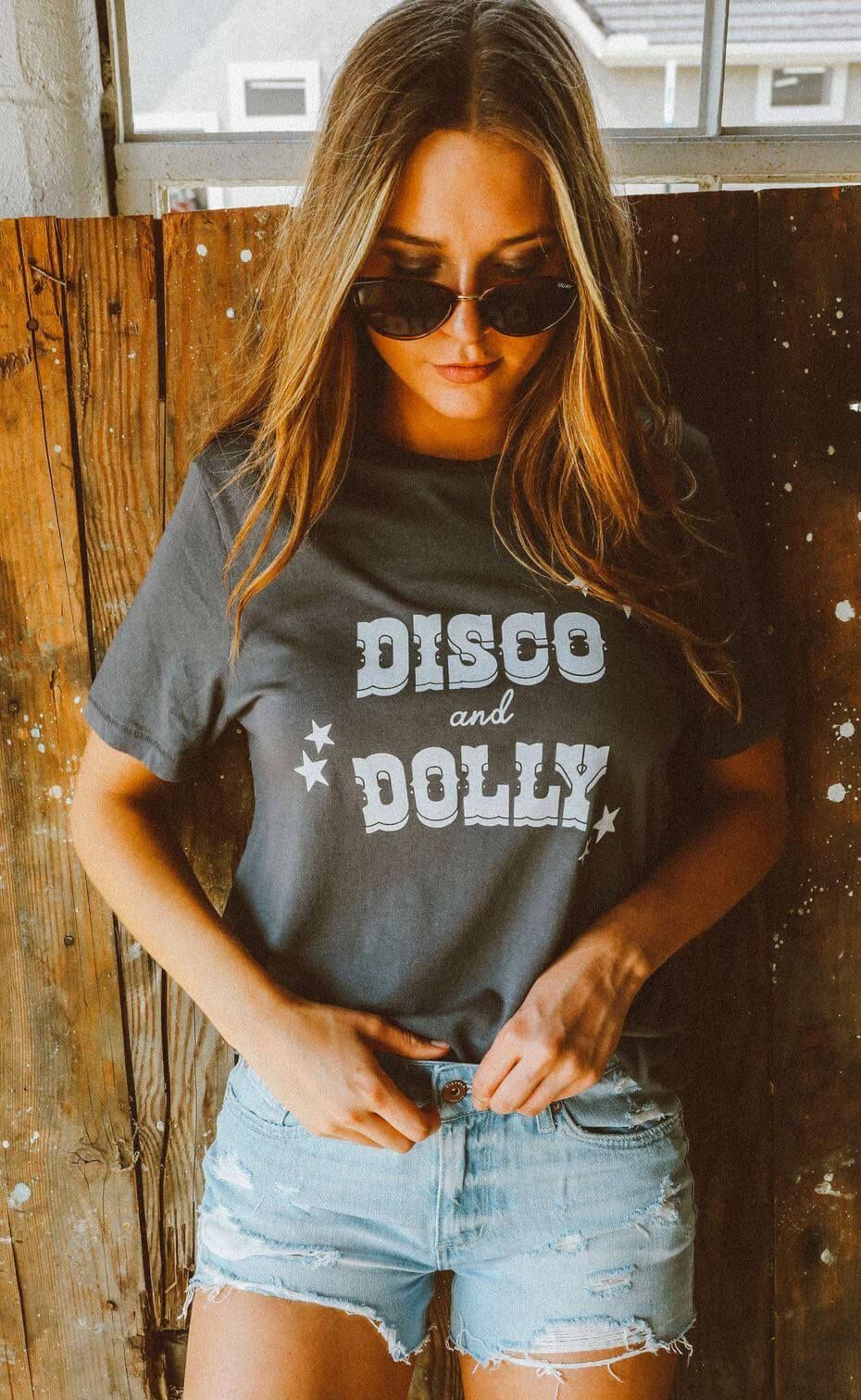 Charlie Southern Disco and Dolly T-shirt for Women in Charcoal - Charlie Southern Disco and Dolly T-shirt for Women in Charcoal -   18 southern style Outfits ideas