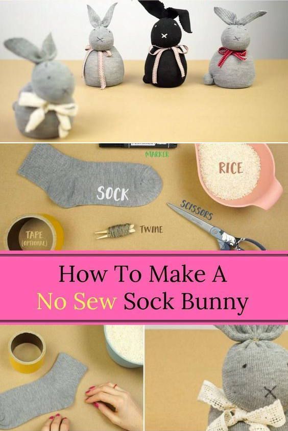 How to make a no sew sock bunny - How to make a no sew sock bunny -   19 diy Gifts for kids ideas