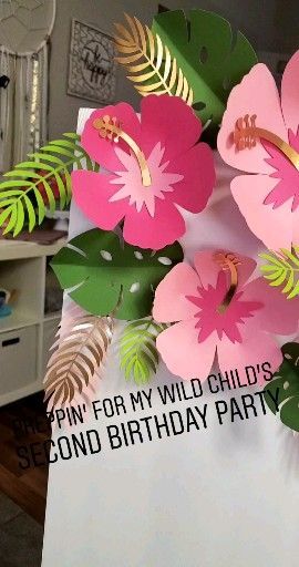 Tropical hibiscus flowers and leaves, free paper flower template, pink and gold Hawaiian party - Tropical hibiscus flowers and leaves, free paper flower template, pink and gold Hawaiian party -   19 diy Paper leaves ideas