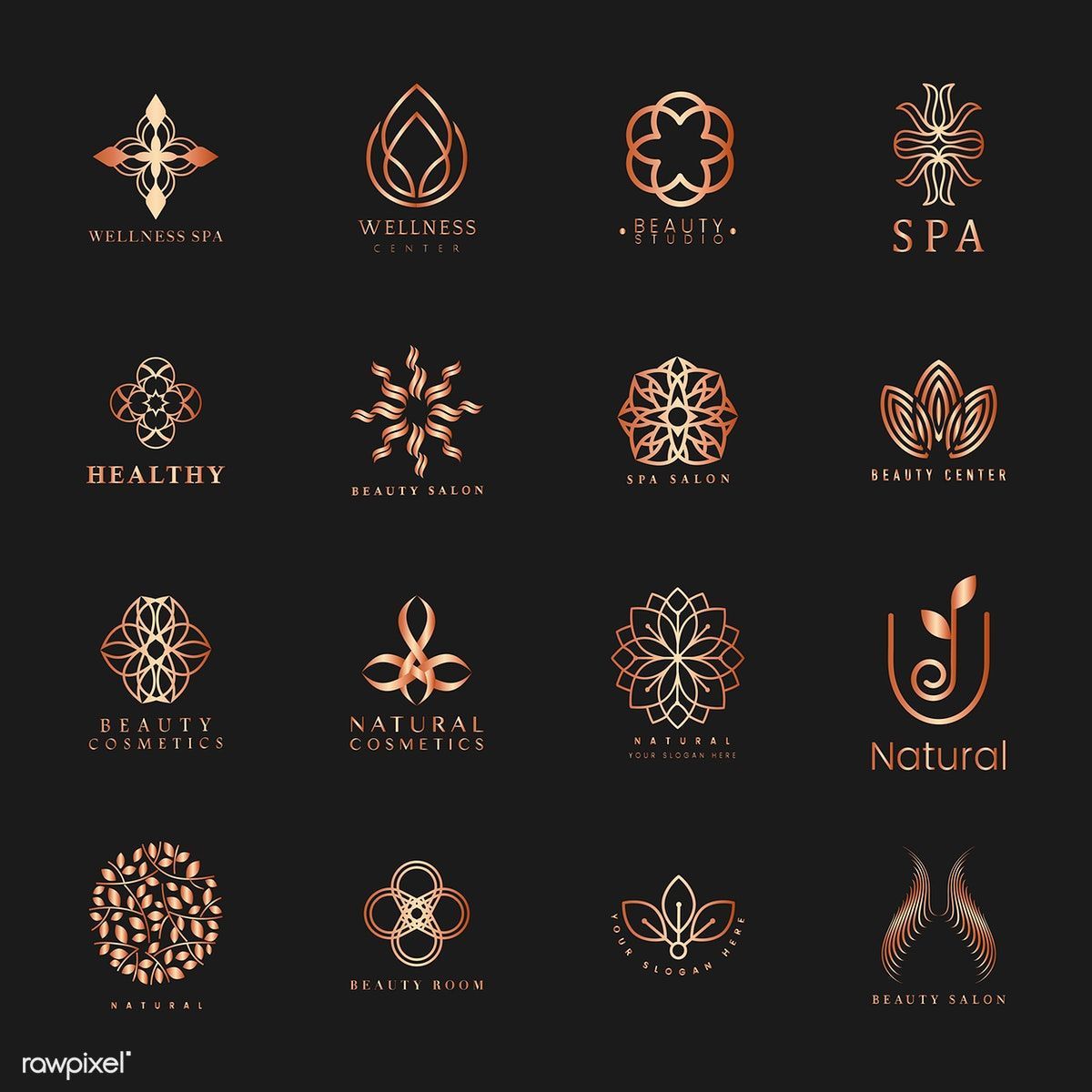 Download premium vector of Set of spa and beauty logo vector 484425 - Download premium vector of Set of spa and beauty logo vector 484425 -   8 beauty Logo vector ideas