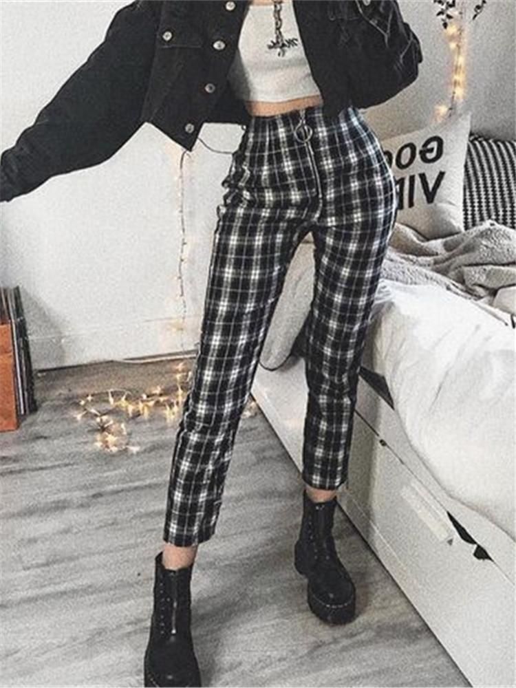 Casual Everyday Fit Plaid Trousers - Casual Everyday Fit Plaid Trousers -   9 edgy style Grunge ideas