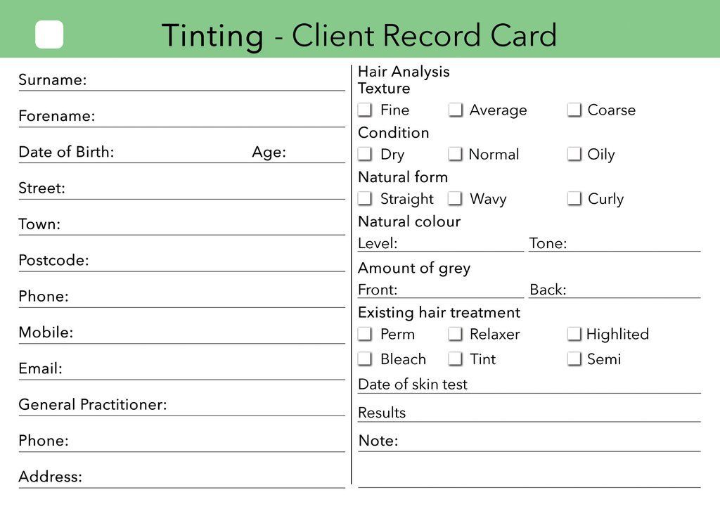 Beauty Client Card / Treatment Consultation Card - Beauty Client Card / Treatment Consultation Card -   10 beauty Therapy college ideas