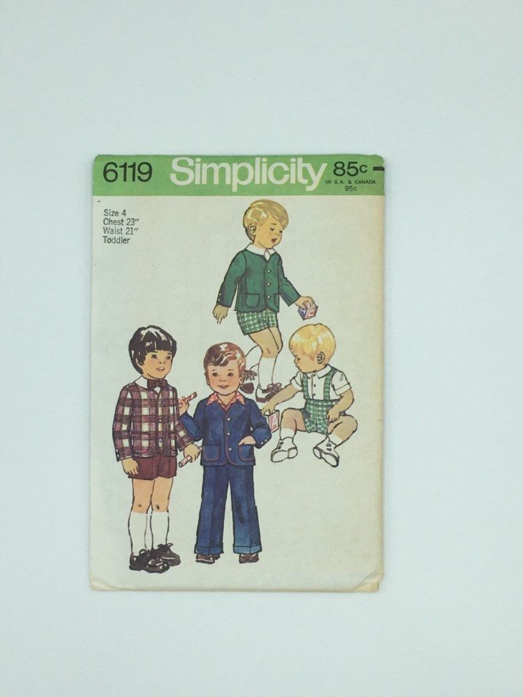 Toddler boy jacket and cuffed pants with suspenders, Easter suit, vintage pattern toddler size 4, Simplicity 6119 from 1973, retro style - Toddler boy jacket and cuffed pants with suspenders, Easter suit, vintage pattern toddler size 4, Simplicity 6119 from 1973, retro style -   10 style Retro boy ideas