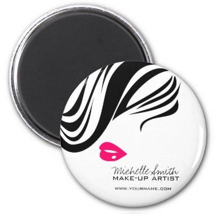 Makeup Icon Woman face in black white pink lips Magnet | Zazzle.com - Makeup Icon Woman face in black white pink lips Magnet | Zazzle.com -   12 beauty Face icon ideas