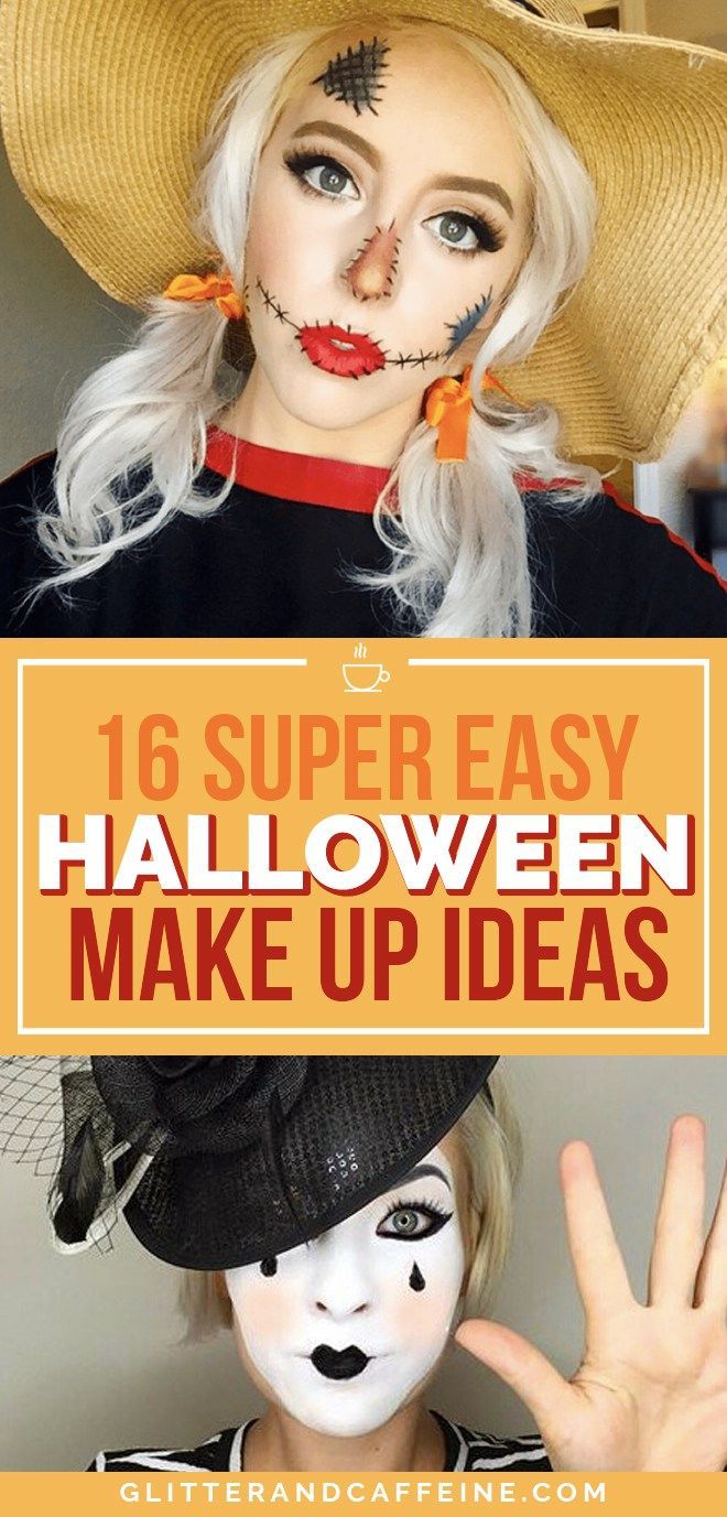 16 DIY Halloween Makeup Looks That Are Actually Easy - Glitter and Caffeine - 16 DIY Halloween Makeup Looks That Are Actually Easy - Glitter and Caffeine -   12 diy Halloween Costumes last minute ideas