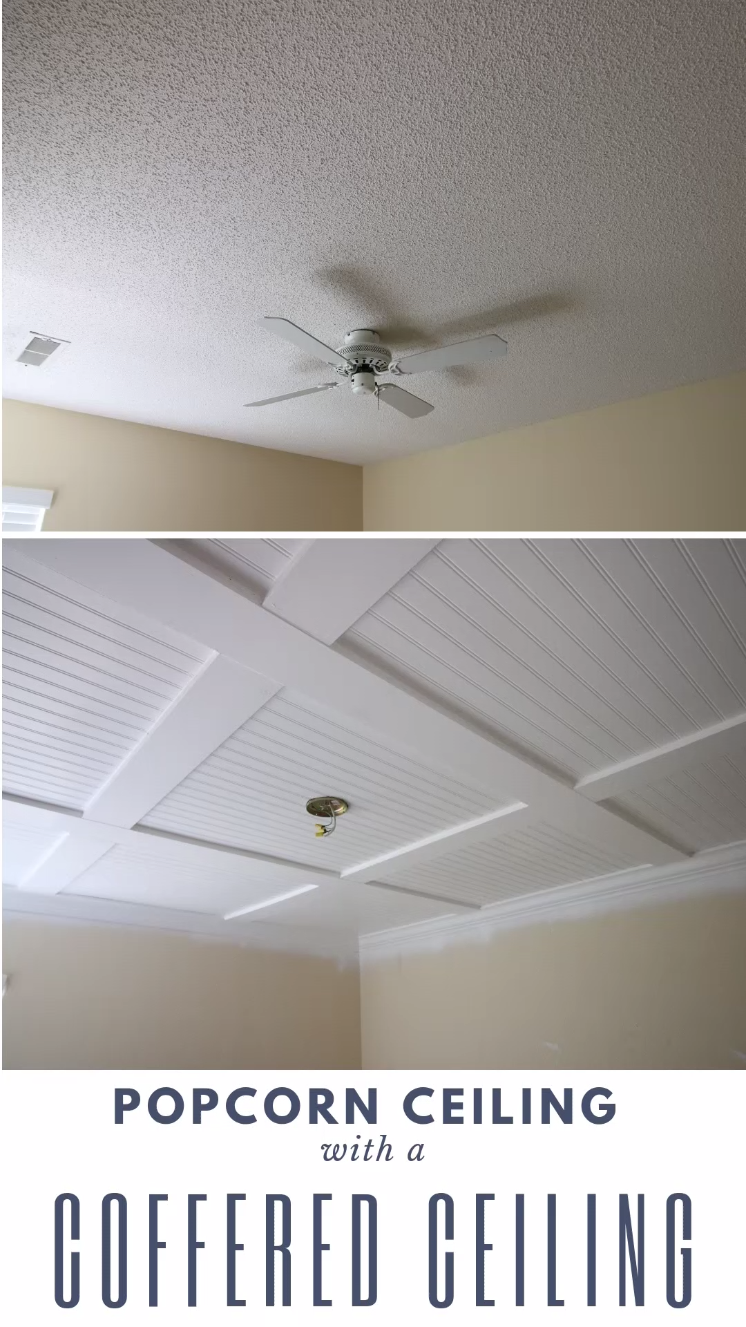 Cover a popcorn ceiling with a coffered ceiling - Cover a popcorn ceiling with a coffered ceiling -   diy Room renovation