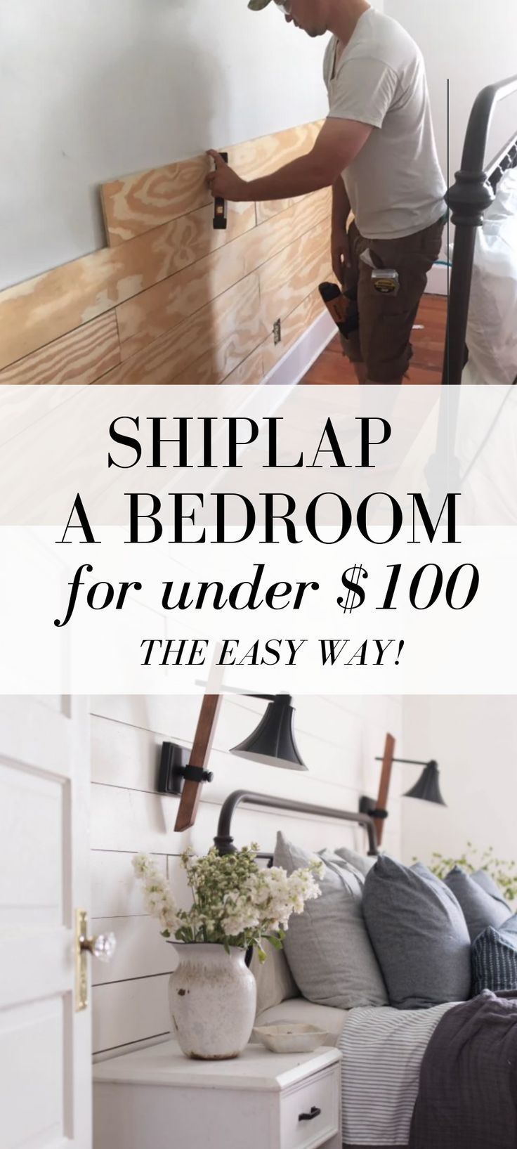 Cheap and Easy DIY Shiplap Wall - Cheap and Easy DIY Shiplap Wall -   12 diy Room renovation ideas