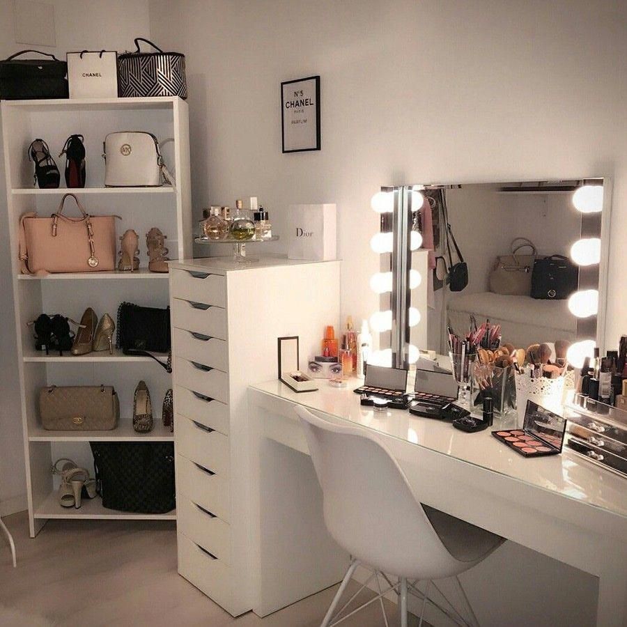 HEMNES Dressing table with mirror, white, 39 3/8x19 5/8