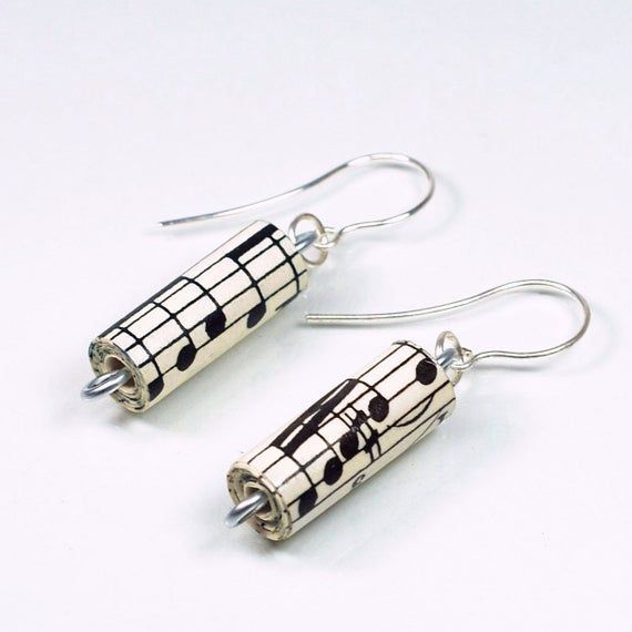 Music Jewelry- Recycled Sheet Music Earrings, Paper Bead Earrings, Paper Bead Jewelry, Music Lover Gift, Paper Jewelry, Paper Anniversary - Music Jewelry- Recycled Sheet Music Earrings, Paper Bead Earrings, Paper Bead Jewelry, Music Lover Gift, Paper Jewelry, Paper Anniversary -   13 diy Paper jewelry ideas