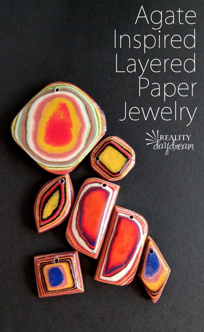 Agate Inspired Layered Paper Veneer DIY Jewelry - Reality Daydream - Agate Inspired Layered Paper Veneer DIY Jewelry - Reality Daydream -   13 diy Paper jewelry ideas