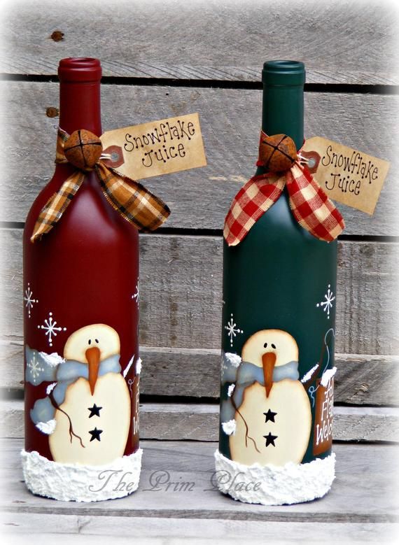 14 diy Christmas Decorations wine bottles ideas