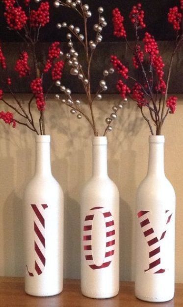 14 diy Christmas Decorations wine bottles ideas