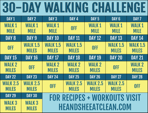 30-Day Walking Challenge with Printable Tracking Chart - 30-Day Walking Challenge with Printable Tracking Chart -   14 easy fitness Challenge ideas