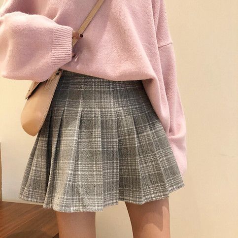 Woolen Plaid Pleated Skirt - Woolen Plaid Pleated Skirt -   14 style 90s skirt ideas