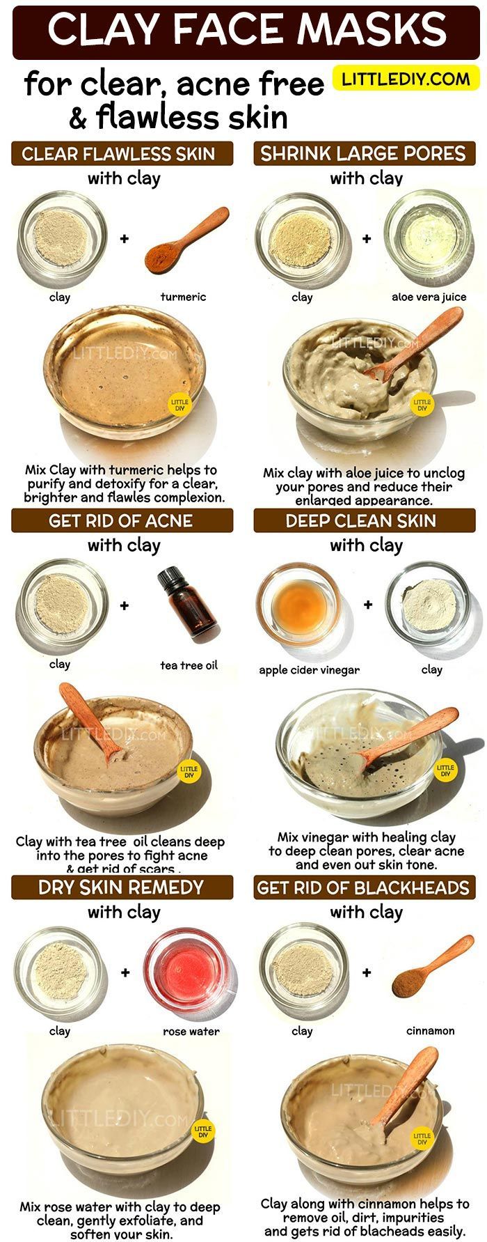 CLAY FACE MASK FOR CLEAR, ACNE FREE AND FLAWLESS SKIN - LITTLE DIY - CLAY FACE MASK FOR CLEAR, ACNE FREE AND FLAWLESS SKIN - LITTLE DIY -   15 beauty Mask ideas
