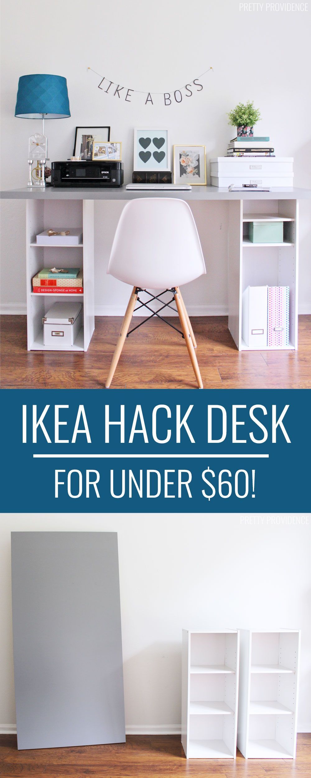 IKEA HACK Desk with Storage Shelves - Pretty Providence - IKEA HACK Desk with Storage Shelves - Pretty Providence -   15 diy Apartment desk ideas