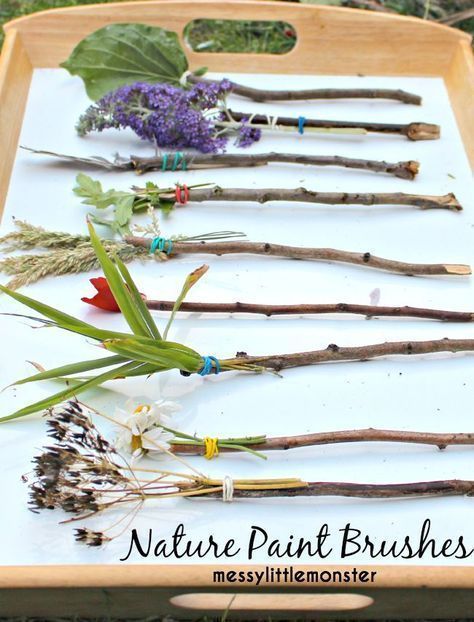 Make your own Nature Paintbrushes -  Painting with flowers and nature - Make your own Nature Paintbrushes -  Painting with flowers and nature -   diy Kids nature