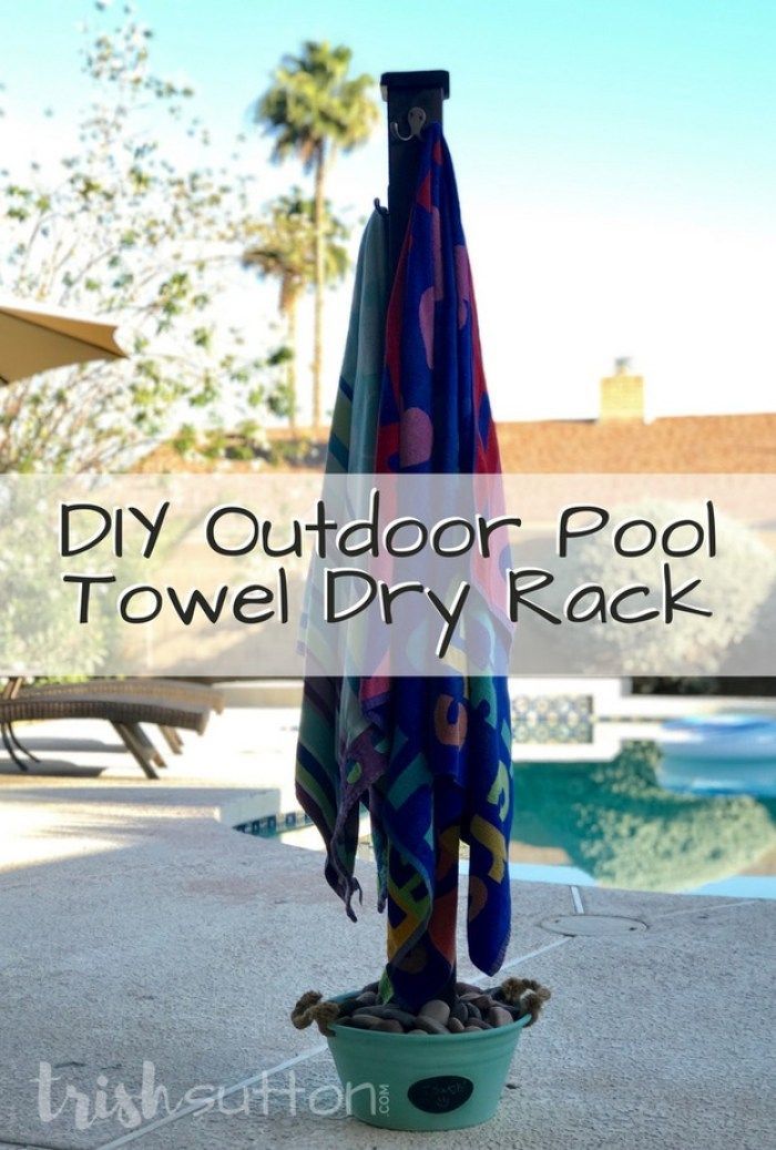 DIY Outdoor Pool Towel Dry Rack | Beach Towel Holder TrishSutton.com - DIY Outdoor Pool Towel Dry Rack | Beach Towel Holder TrishSutton.com -   15 diy Outdoor pool ideas