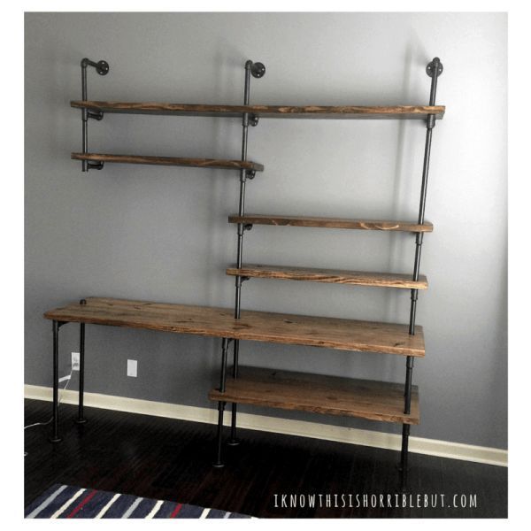 DIY RH Industrial Desk and Shelving - I Know This Is Horrible But.... - DIY RH Industrial Desk and Shelving - I Know This Is Horrible But.... -   15 diy Shelves desk ideas