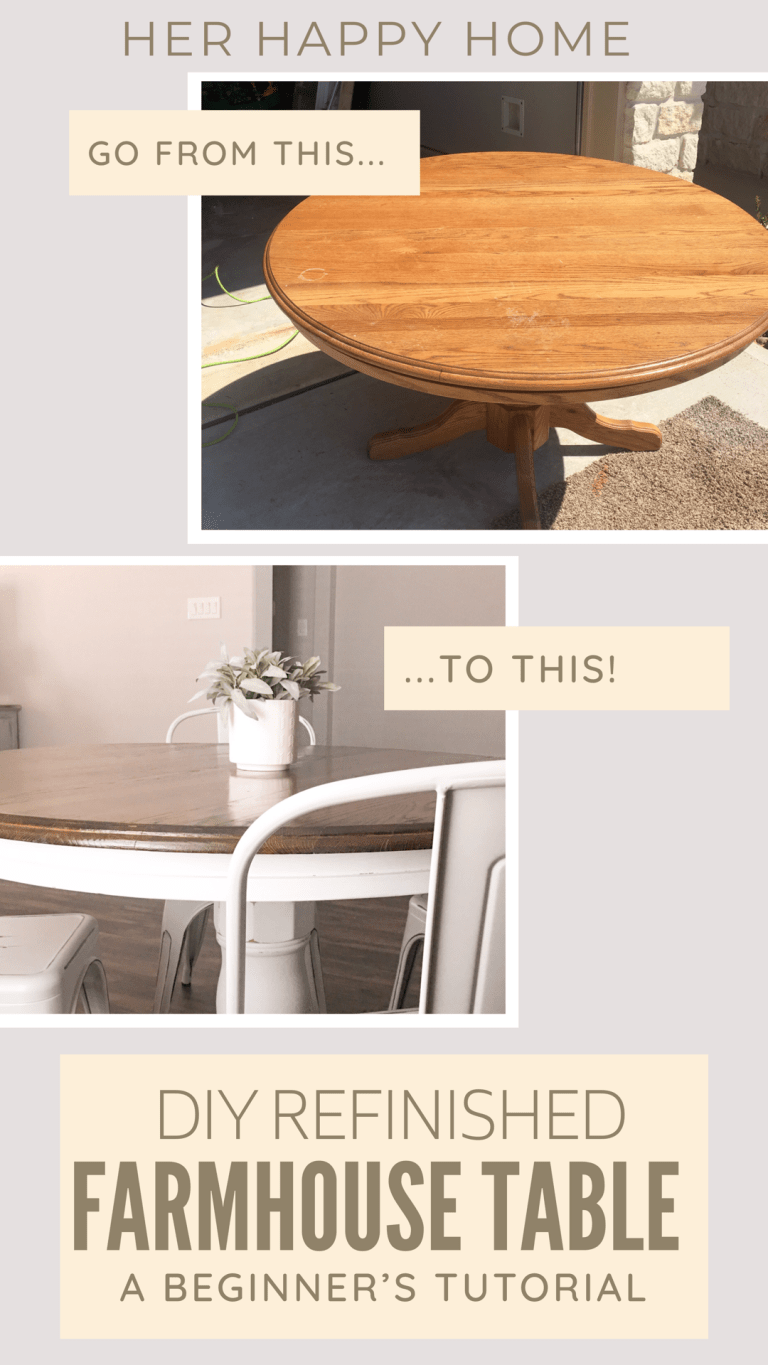 DIY Refinished Farmhouse Table (Beginner Tutorial) - Her Happy Home - DIY Refinished Farmhouse Table (Beginner Tutorial) - Her Happy Home -   15 diy Table refinishing ideas