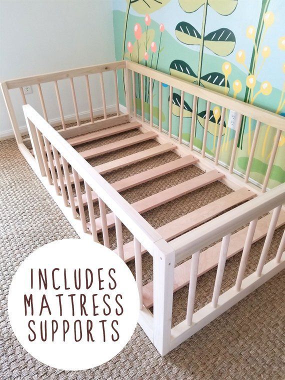 Montessori Floor Bed With Rails & slats Twin Size - Montessori Floor Bed With Rails & slats Twin Size -   16 diy Baby bed ideas