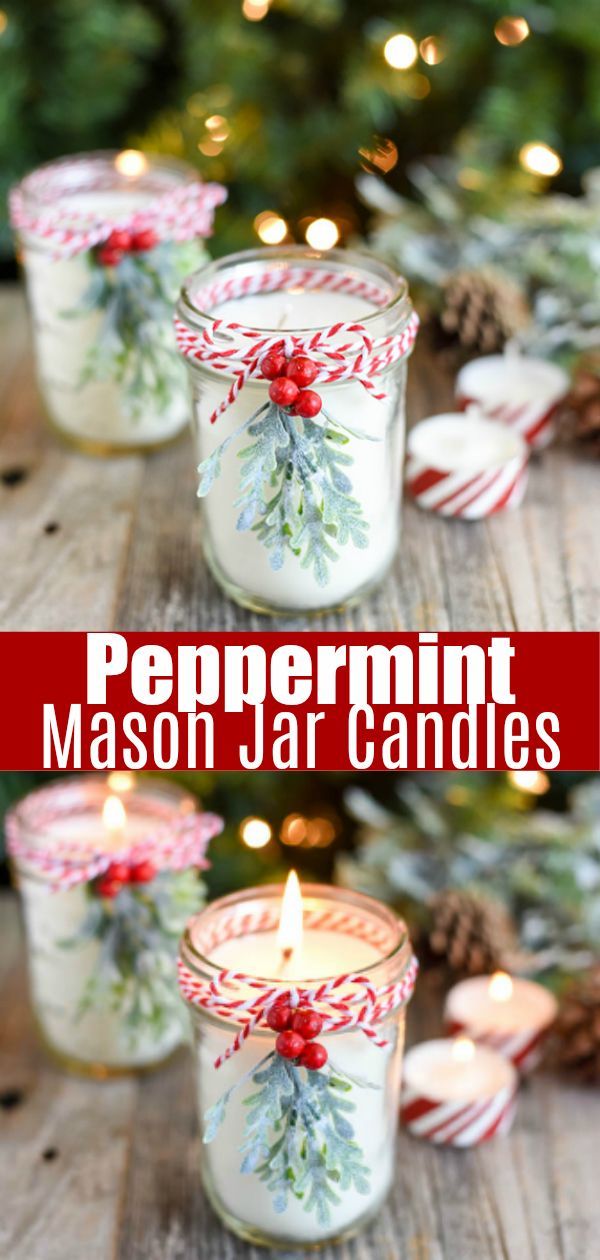 DIY Peppermint Mason Jar Candles - DIY Peppermint Mason Jar Candles -   16 diy Christmas candles ideas